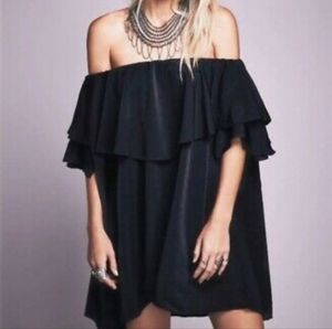 MLM Label Black Off The Shoulder Oversized Ruffle Overlay Mini Dress Size XS